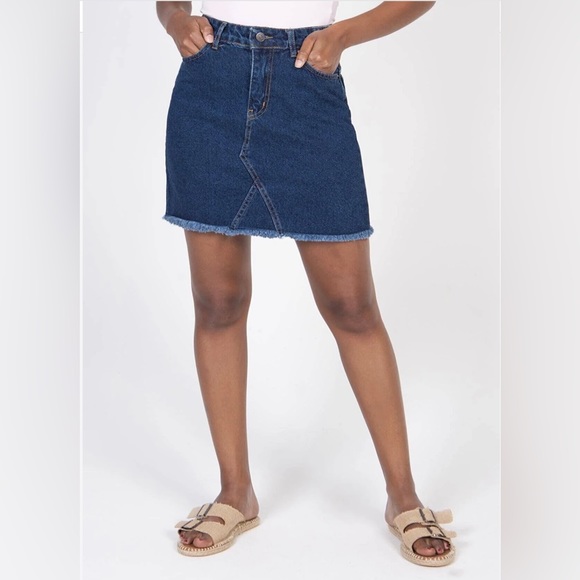 Dark Denim Mini Cotton Skirt - Picture 1 of 5
